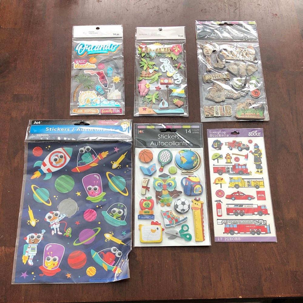 🥧 🔥 Multi-Color Kids Sticker Pack - Space, Sports, Vehicles & More